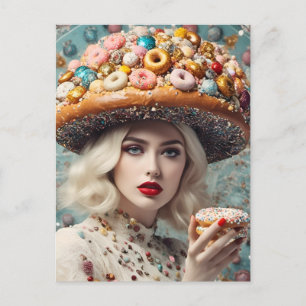 Carte Postale Femme blonde sur la planète Imaginaire aux noix de