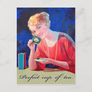 Carte Postale Femme buvant une tasse de thé parfaite, vintage