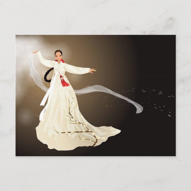 Carte Postale femme coréenne dans un hanbok (Devant)