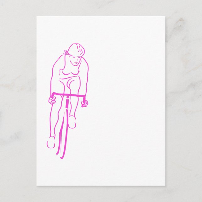 Carte Postale Femme cycliste rose (Devant)