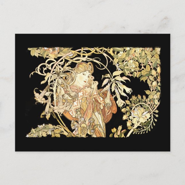 Carte Postale Femme dans Jasmine Vines (Devant)