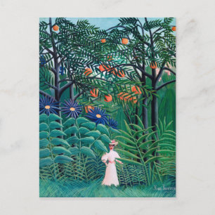 Carte Postale Femme dans la forêt tropicale exotique