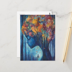 Carte Postale Femme dans les arbres