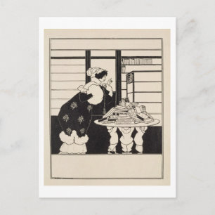 Carte Postale Femme dans une librairie, conception pour un 'Livr