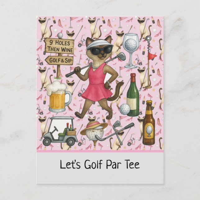 Carte Postale Femme de golf thème pour enterrement de vie de jeu (Devant)