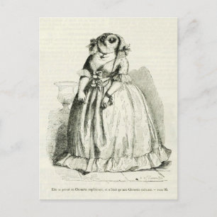 Carte Postale Femme de hibou vintage