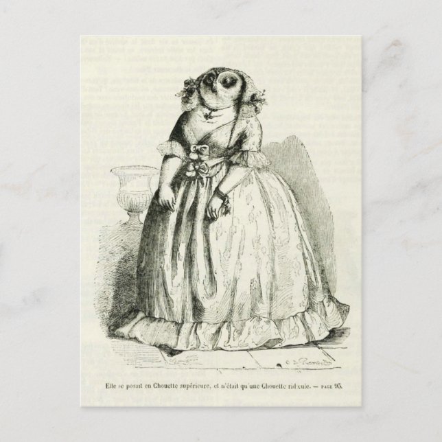 Carte Postale Femme de hibou vintage (Devant)