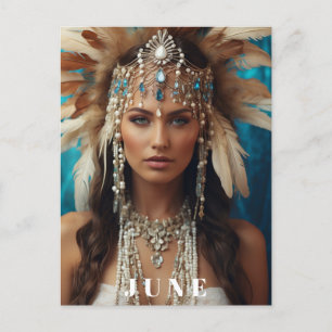 Carte Postale *~ FEMME DE JUIN ANNIVERSAIRE PERLES AP53 Bohème