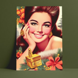 Carte Postale Femme de Noël Beauté