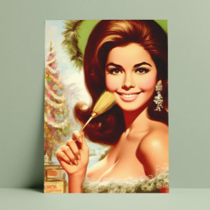 Carte Postale Femme de Noël Retro Belle