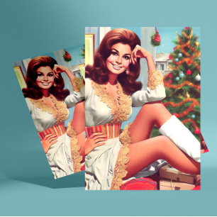 Carte Postale Femme de Noël vintage