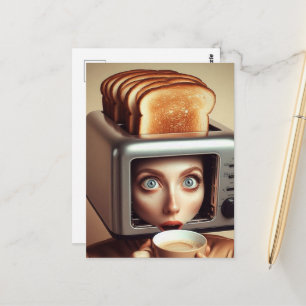 Carte Postale Femme de petit déjeuner surréaliste