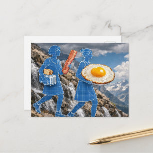 Carte Postale Femme de petit déjeuner surréaliste Bacon et œufs 