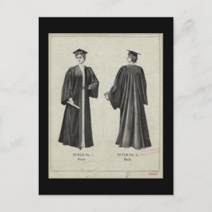 Carte Postale Femme de remise de diplôme vintage Casquette + Rob