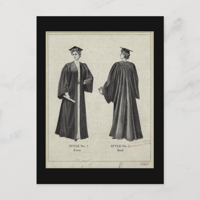 Carte Postale Femme de remise de diplôme vintage Casquette + Rob (Devant)