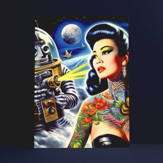Carte Postale Femme de science-fiction rétro (Créateur téléchargé)