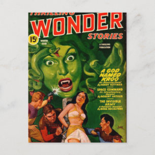 Carte Postale Femme de serpent vert géant