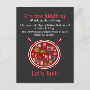 Carte Postale Femme de tricot drôle laisse le tricot artisanat