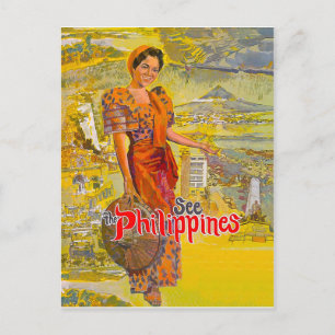 Carte Postale Femme des Philippines, voyage vintage