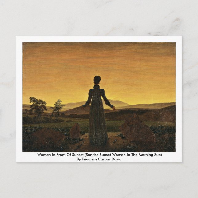 Carte Postale Femme Devant Le Coucher De Soleil (Devant)