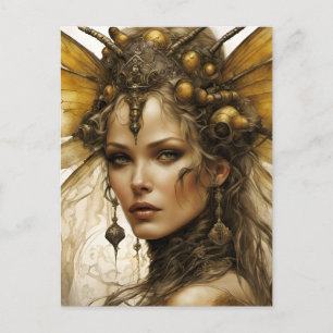 Carte Postale Femme d'insecte d'abeilles Steampunk