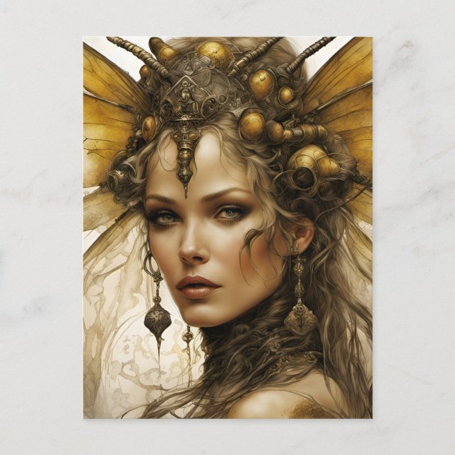 Carte Postale Femme d'insecte Steampunk (Devant)