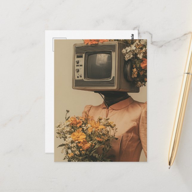 Carte Postale Femme Électronique  (Devant/Arrière en situation)
