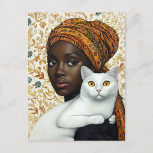 Carte Postale Femme élégante et chat