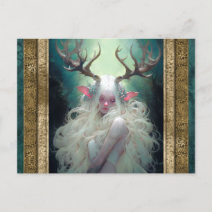 Carte Postale Femme Elf Avec Antlers Imaginaire Art