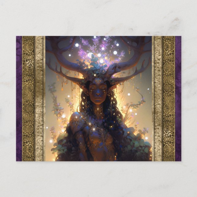 Carte Postale Femme Elf Avec Antlers Imaginaire Art (Devant)