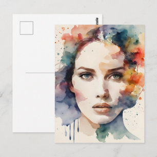 Carte Postale Femme en double exposition art