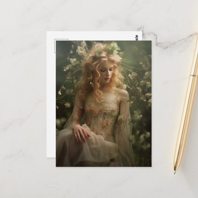 Carte Postale Femme en Fleur sauvage (Devant/Arrière en situation)