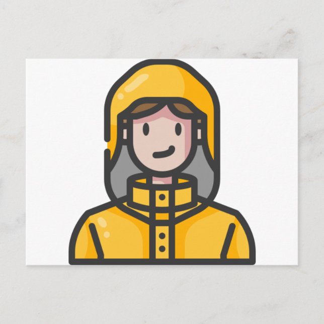 Carte Postale femme en imperméable (Devant)