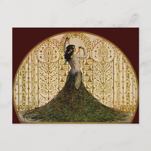 Carte Postale Femme en jupe de paon (Devant)