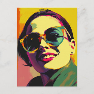 Carte Postale Femme en lunettes de soleil Pop Art