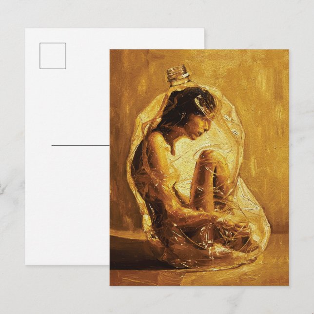 Carte Postale Femme en plastique – Peinture à l'huile (Devant / Derrière)