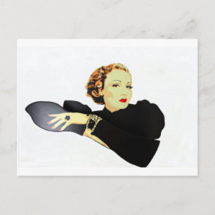 Carte Postale femme en produits vintages noirs