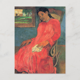 Carte Postale Femme en robe rouge - Paul Gauguin