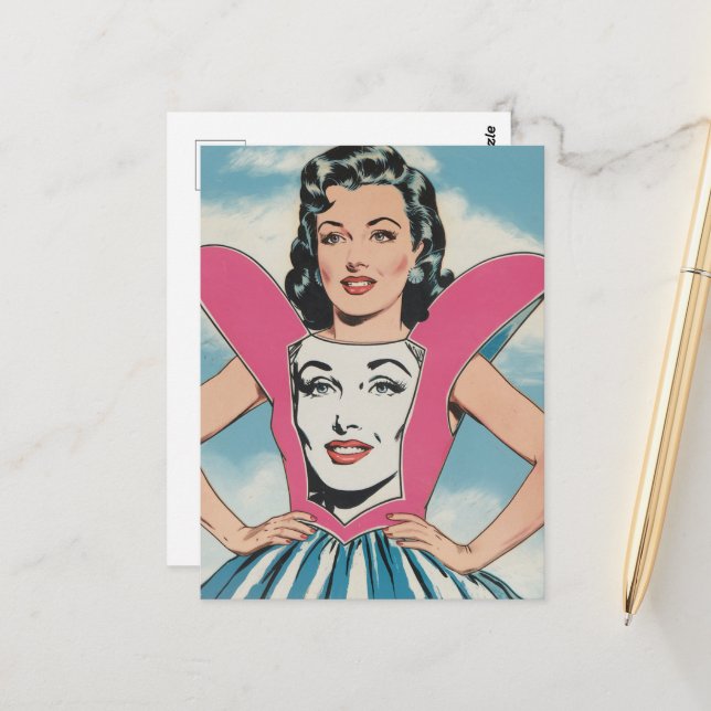 Carte Postale Femme en robe unique (Devant/Arrière en situation)