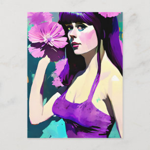 Carte Postale Femme en robe violette