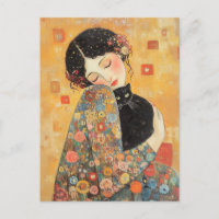 Femme et chat inspirés par Klimt