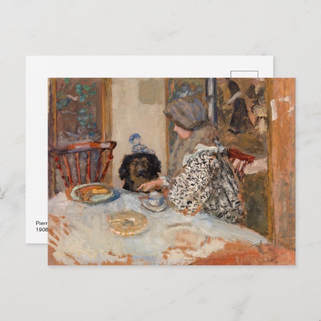 Carte Postale Femme et chien à table | Paul Bonnard | (Devant / Derrière)
