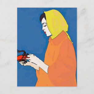 Carte postale Femme et écrevisse