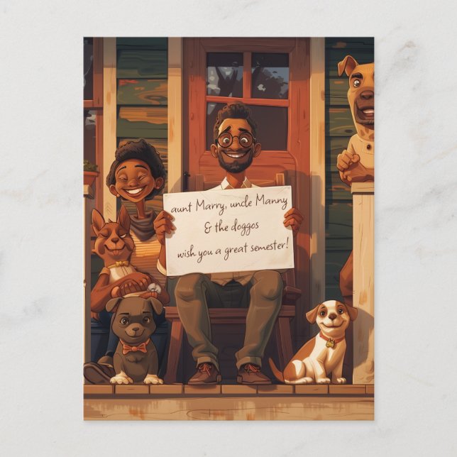 Carte Postale Femme et mari avec des chiens (Devant)