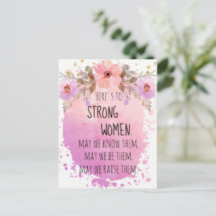 Carte Postale Femme Forte Fleur de Lilas Rose Paillettes Motivat