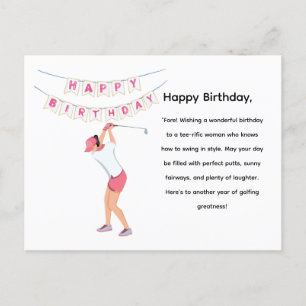 Carte Postale Femme golfeuse de golf est en train de jouer au go