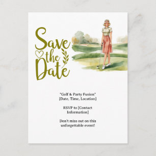 Carte Postale Femme golfeuse de golf joue sur le green