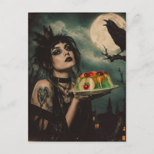 Carte Postale Femme gothique avec une salade de gélatine rétro e
