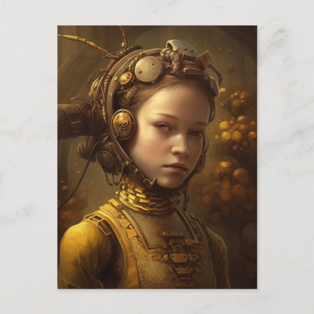 Carte Postale Femme Insecte Steampunk  (Devant)