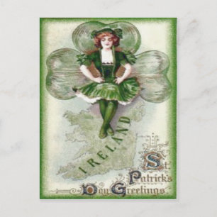 Carte Postale Femme Irlandaise Irlande Trèfle Riverdance